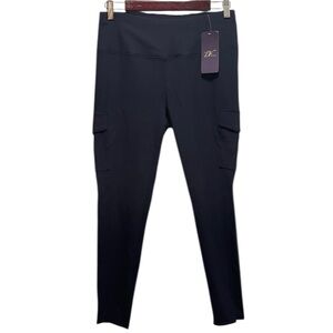 Dragon Fit Stylish Navy High Waist Cargo Ankle Leggings w Flapped Pockets XL NWT